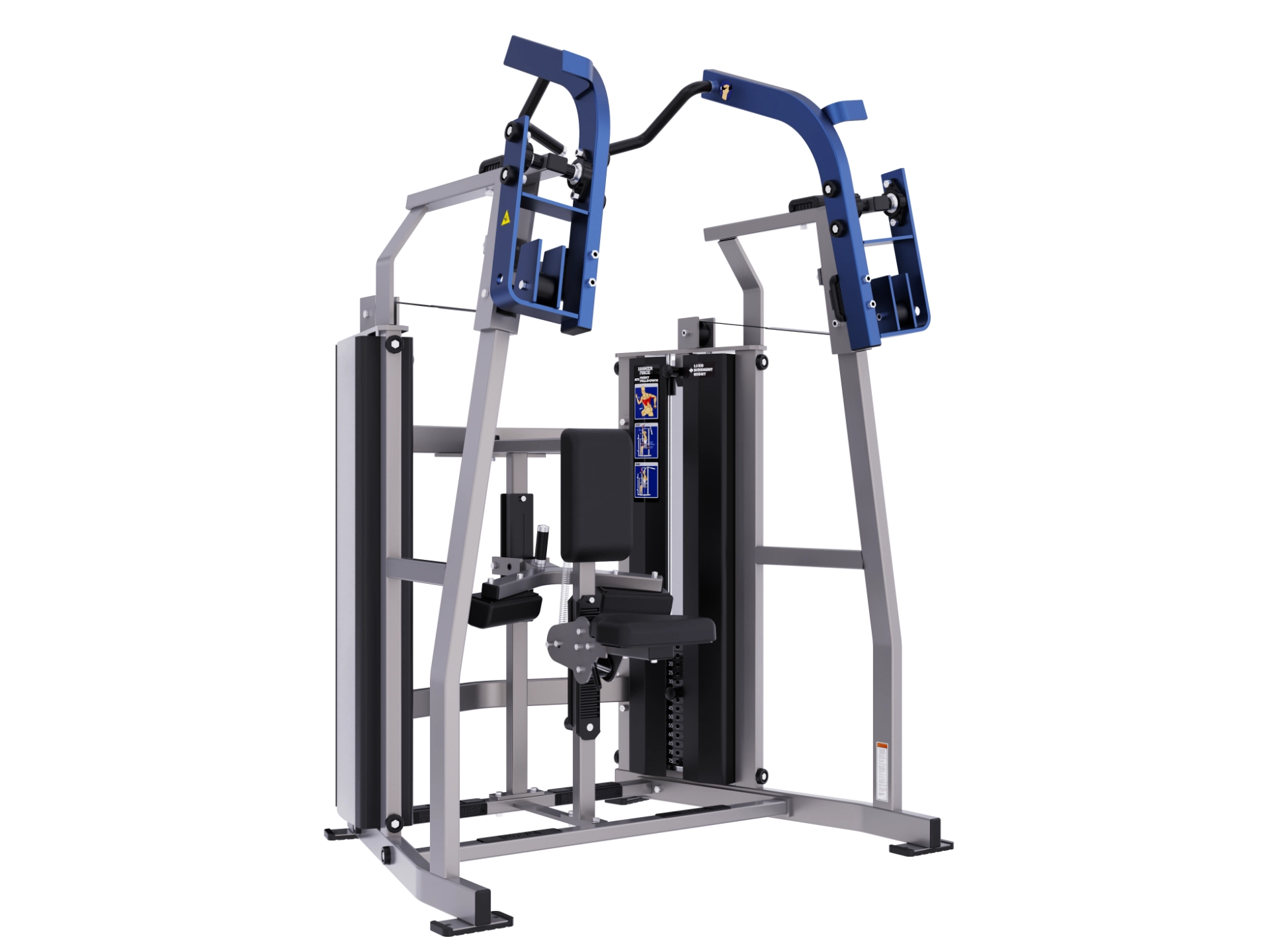 Independent dual-arm pulldown movement on a Hammer Force Pro front pulldown machine